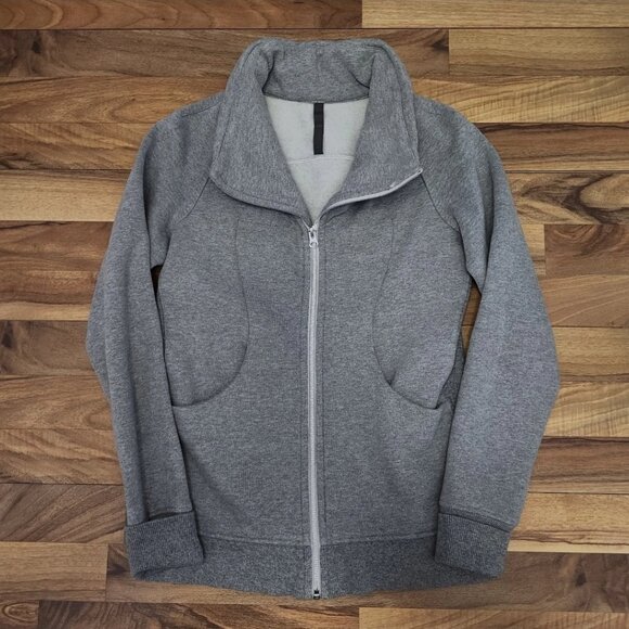 Lululemon Cozy Cuddle Up Jacket Full-Zip Heathered Grey Size 6 Euc - Picture 1 of 9